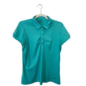 Nike Golf Dri-Fit Women's Teal Polo Shirt Ruched Front Athletic Medium